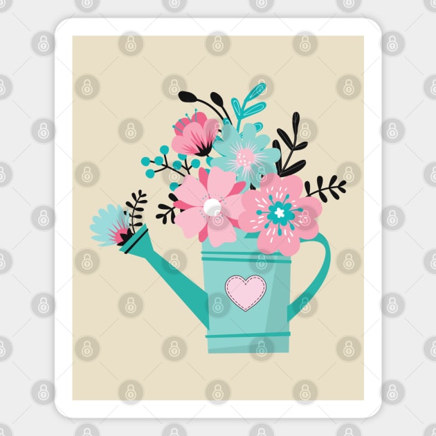 Floral Watering Can Magnet by tramasdesign